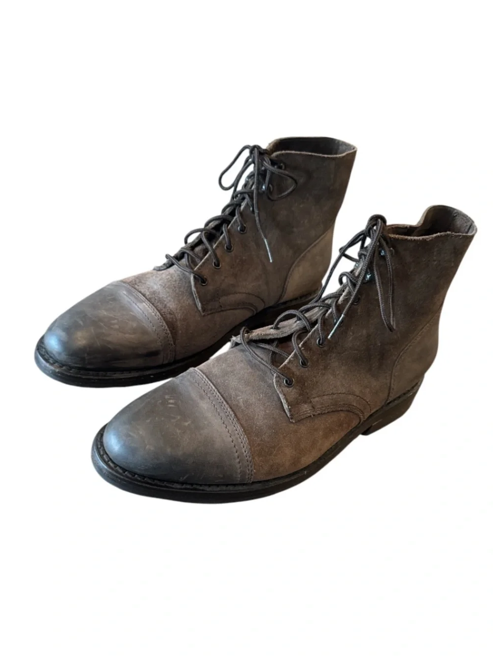 Thursday Captain Lace Up Boots Driftwood Mixed Leather Suede Cap Toe Size 12.5